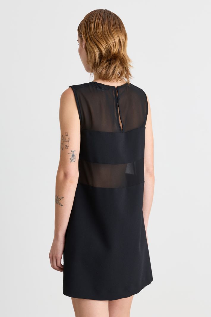 Dress with georgette inserts - BLACK - Intrend - 4