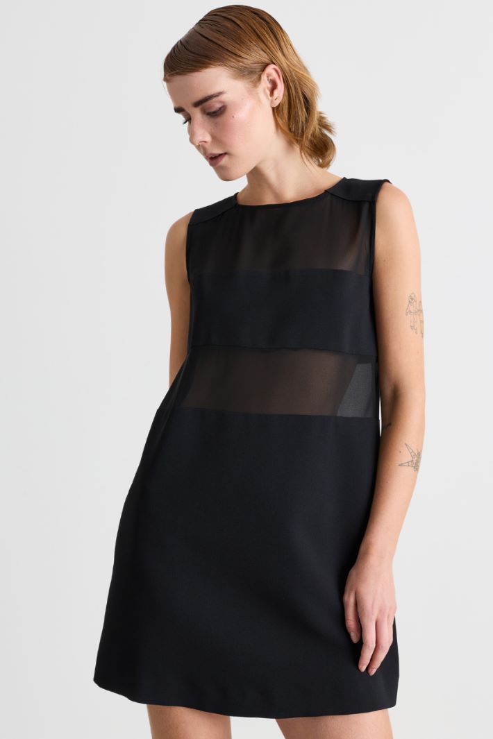 Dress with georgette inserts - BLACK - Intrend - 2