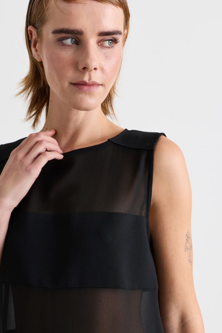 Dress with georgette inserts - BLACK - Intrend - 3