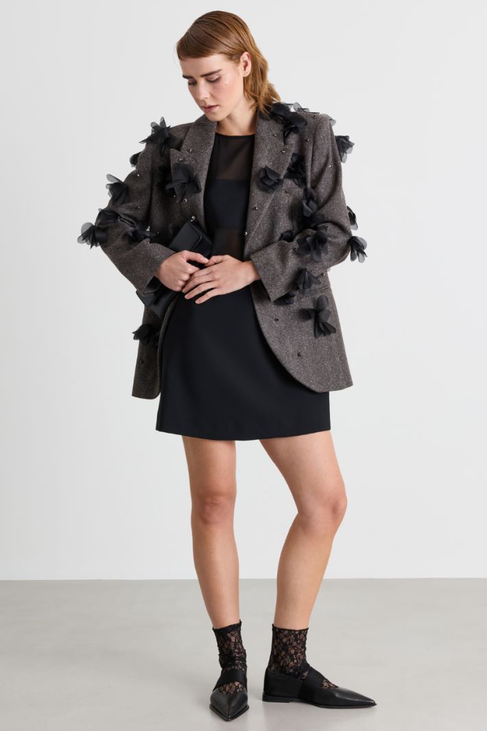 Dress with georgette inserts - BLACK - Intrend