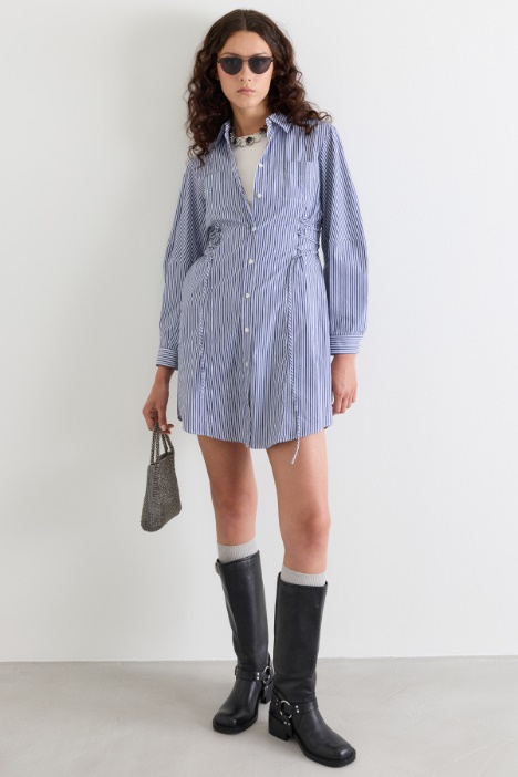 Poplin shirt dress with lace-up sides - Intrend