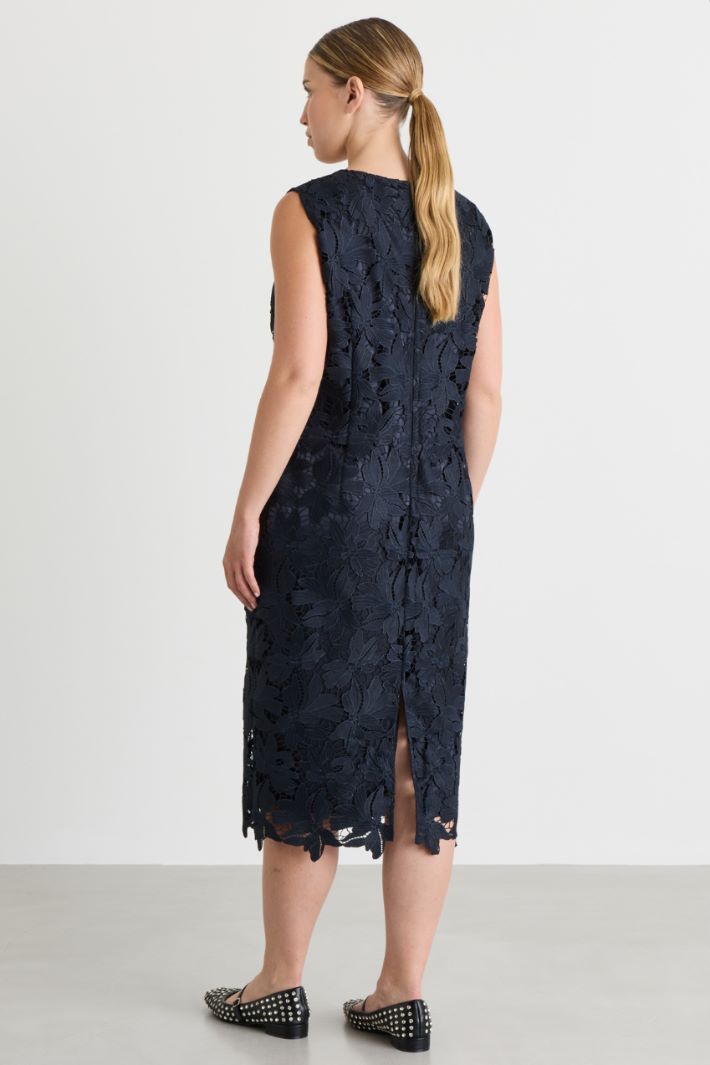 Macramé lace sheath dress - BLACK - Intrend - 4