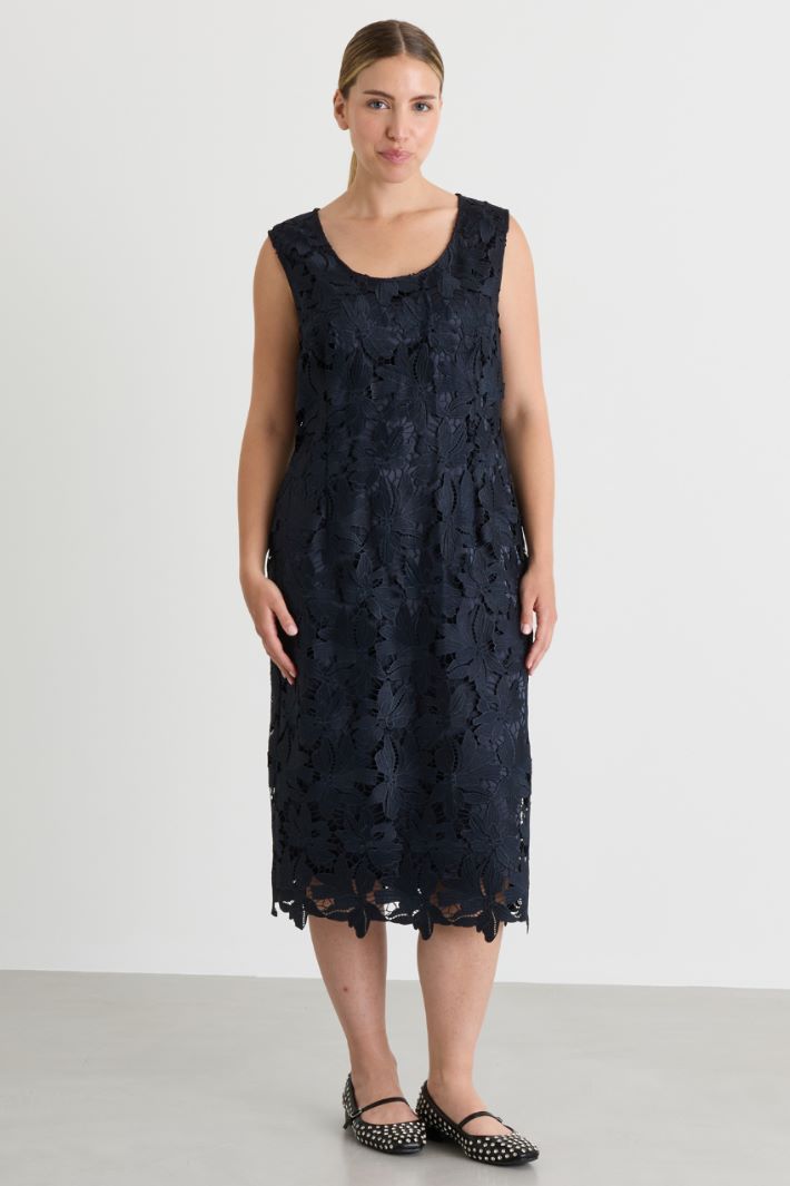 Macramé lace sheath dress - BLACK - Intrend - 2