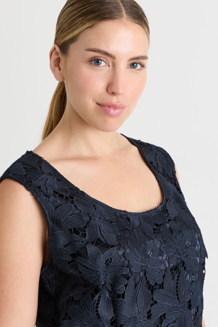 Macramé lace sheath dress - BLACK - Intrend - 3
