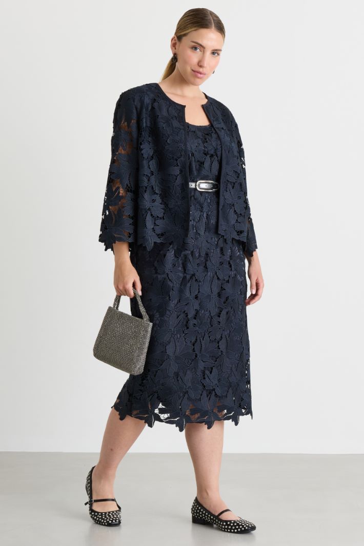 Macramé lace sheath dress - BLACK - Intrend