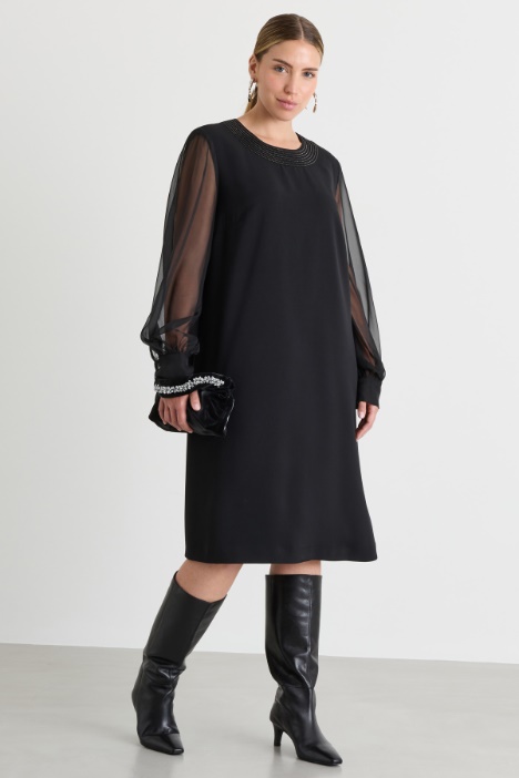 Stretch Cady and Chiffon Dress - Intrend