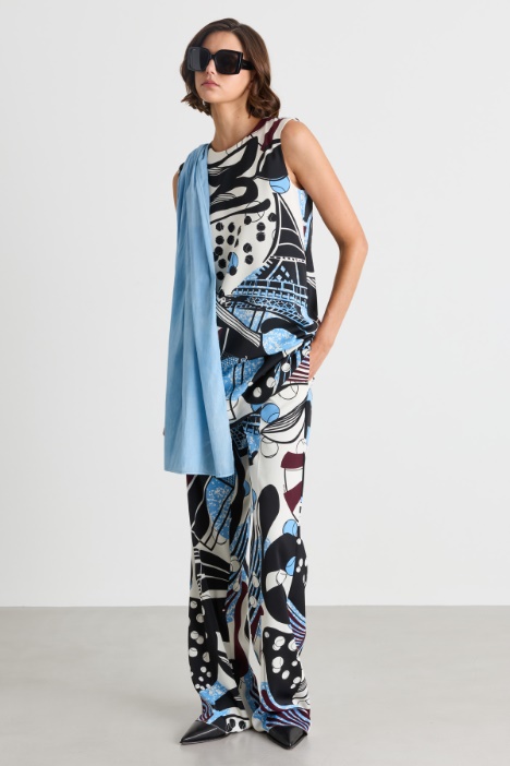 Oversized-print sleeveless dress - Intrend