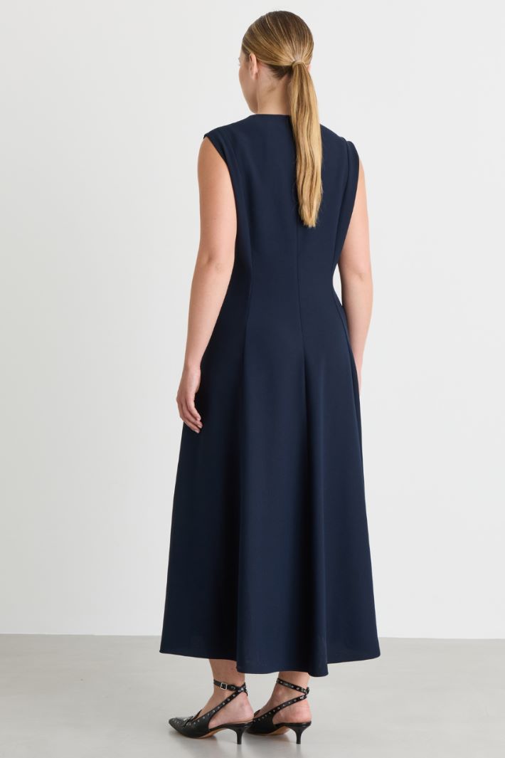 Short crepe de chine dress - BLUE - Intrend - 4