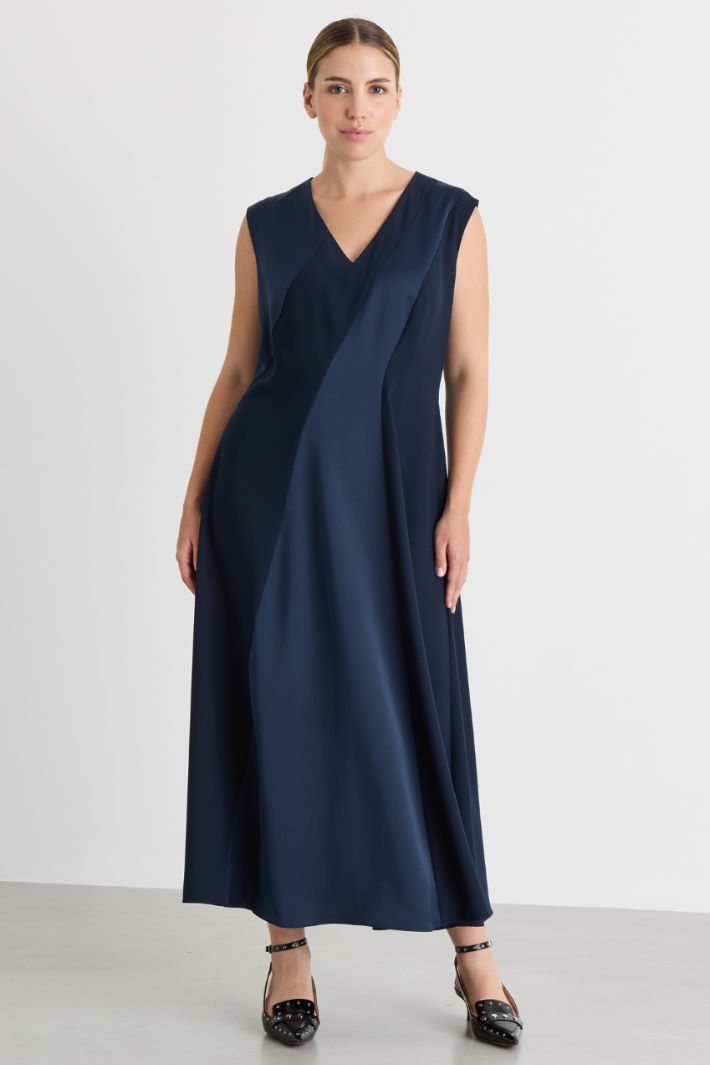 Short crepe de chine dress - BLUE - Intrend - 2