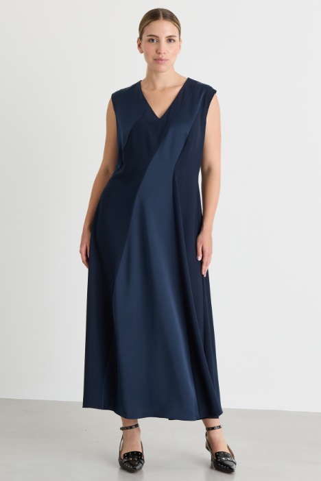 Abito lungo in crepe de chine