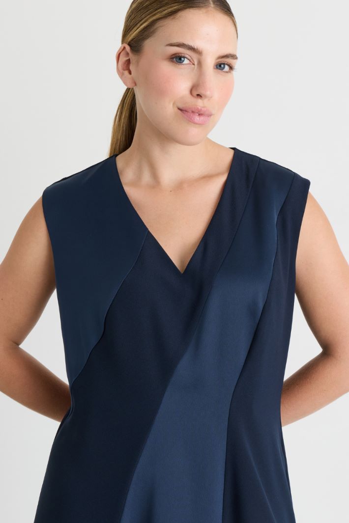 Short crepe de chine dress - BLUE - Intrend - 3