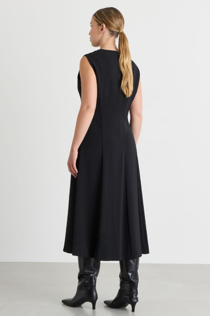Rhinestone-Chain Fitted Dress - BLACK - Intrend - 4