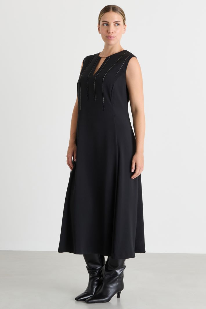 Rhinestone-Chain Fitted Dress - BLACK - Intrend - 2