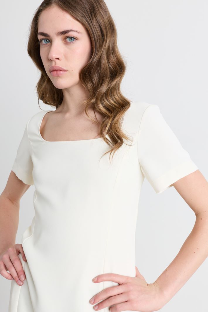 Semi-fitted crepe dress - WHITE - Intrend - 3