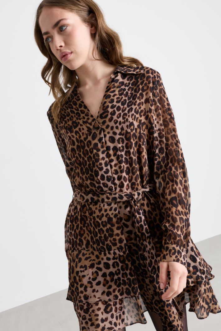 Flounced Georgette Dress - ANIMAL - Intrend - 3