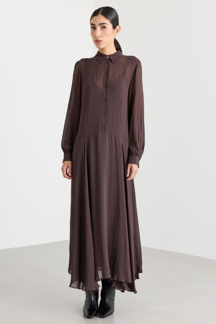 Abito a chemisier in georgette - MARRONE - Intrend - 2