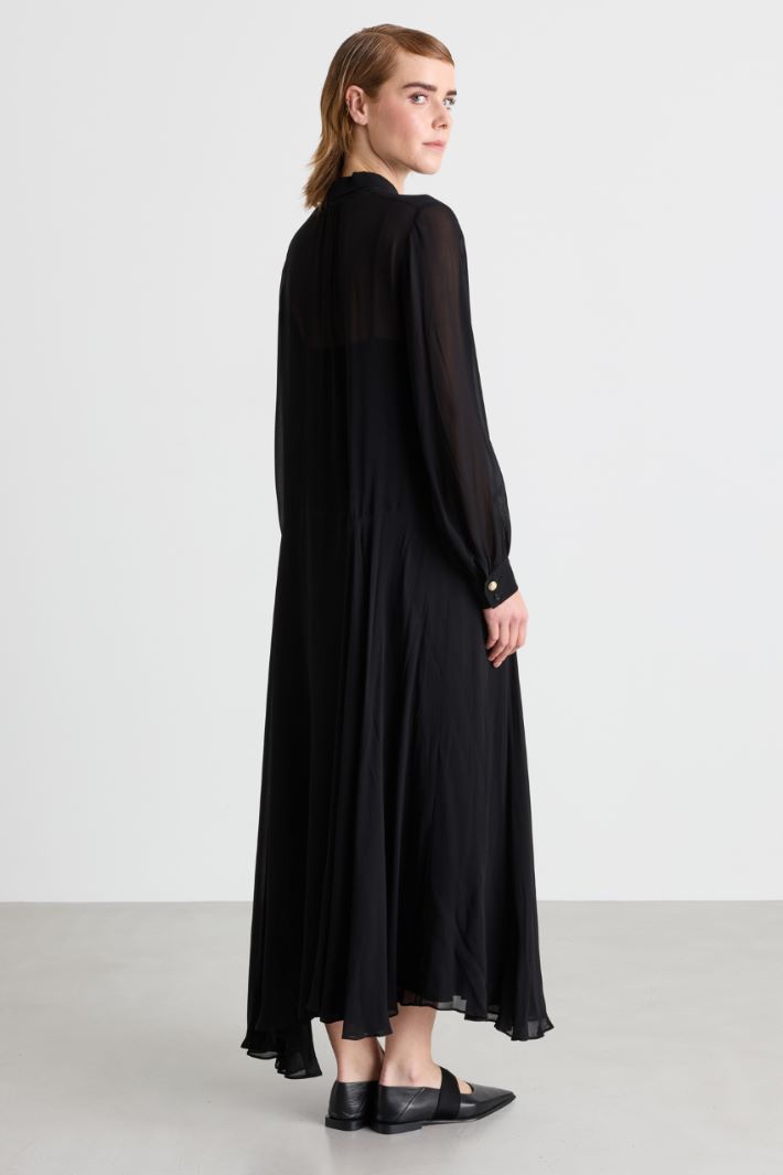 Georgette shirt dress - BLACK - Intrend - 4