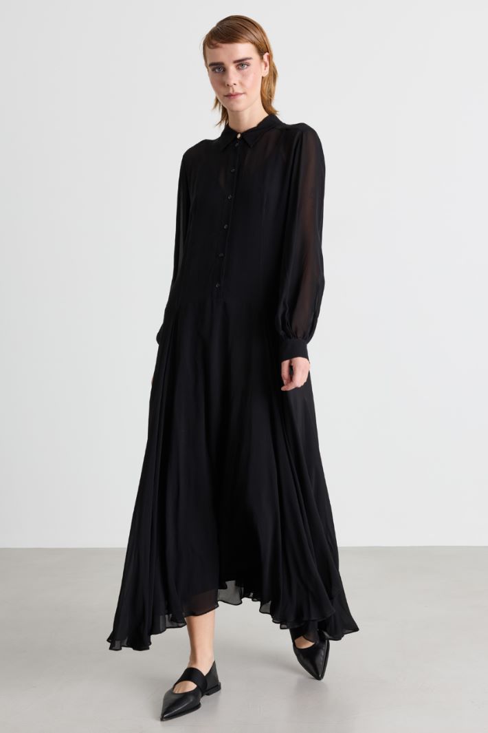 Georgette shirt dress - BLACK - Intrend - 2