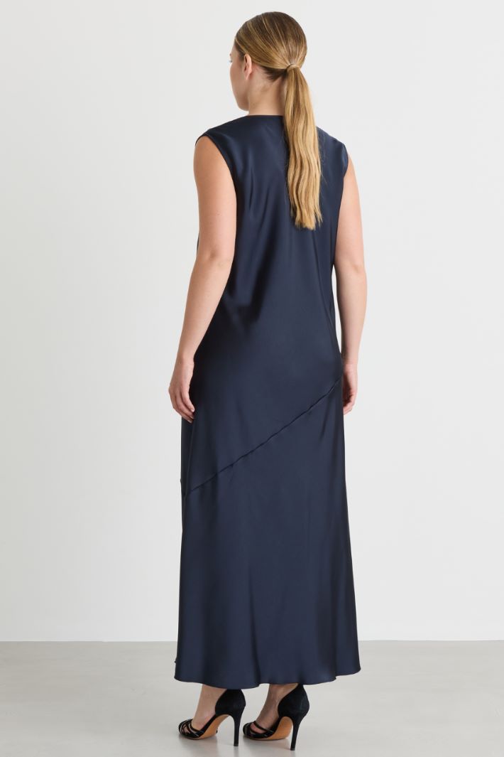 Long satin dress - BLUE - Intrend - 4
