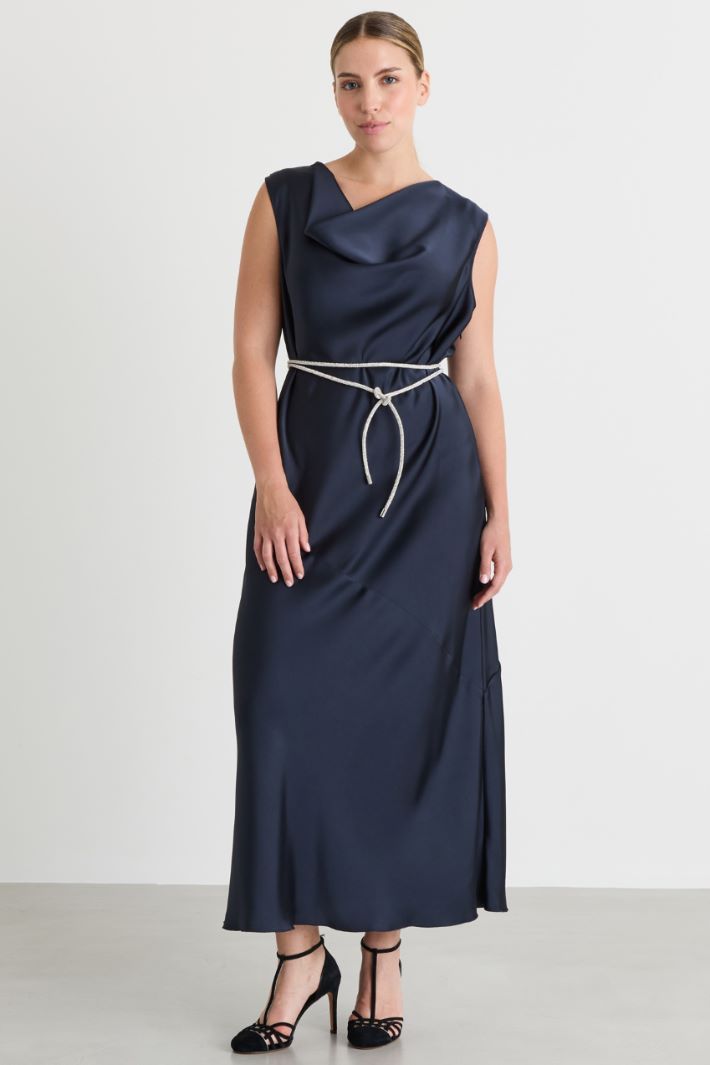 Long satin dress - BLUE - Intrend - 2