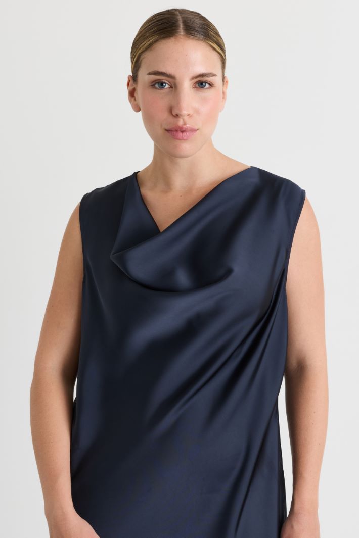 Long satin dress - BLUE - Intrend - 3