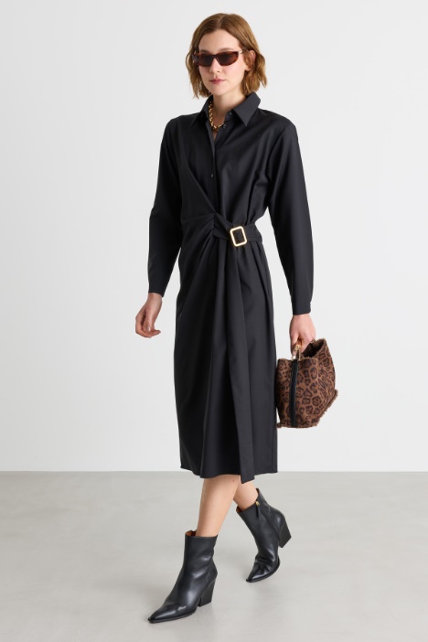 Shirt dress with draping and side buckle - Intrend