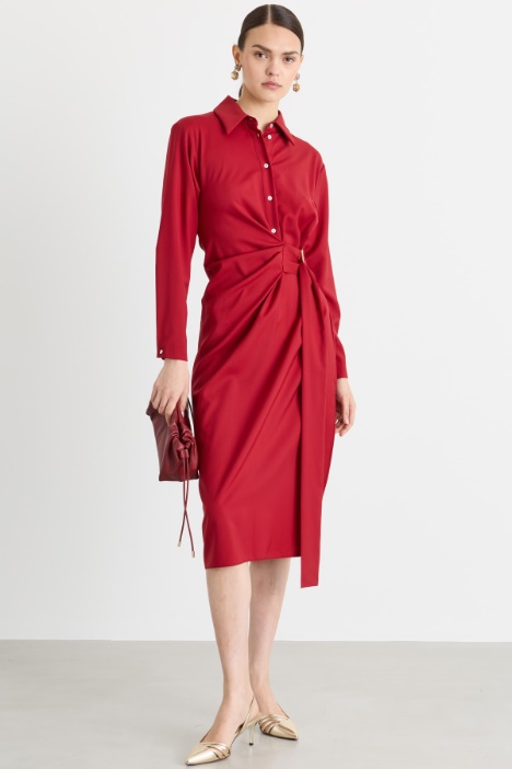 Shirt dress with draping and side buckle - Intrend
