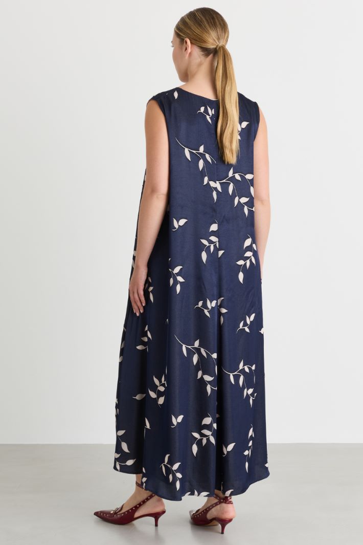 Dévoré satin dress - BLUE - Intrend - 4