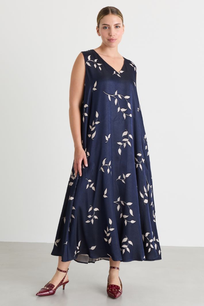Dévoré satin dress - BLUE - Intrend - 2