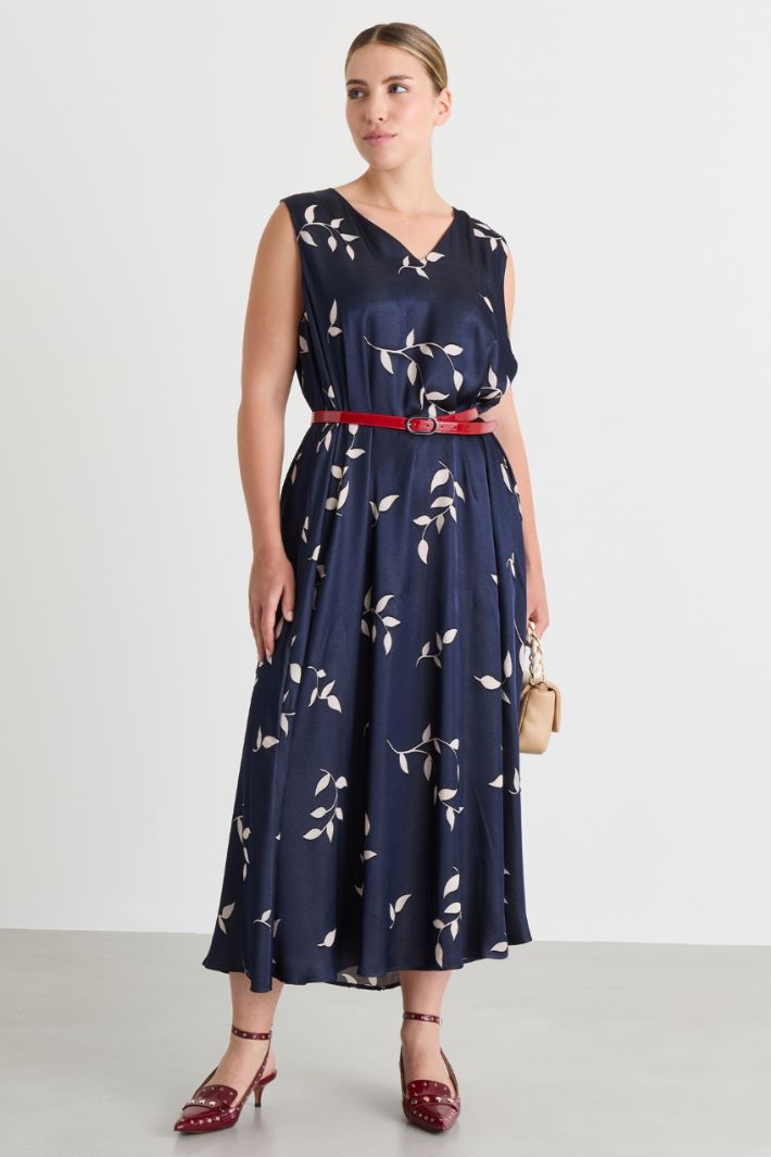 Dévoré satin dress - BLUE - Intrend