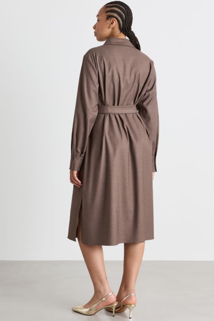 Flannel shirt dress - BROWN - Intrend - 4