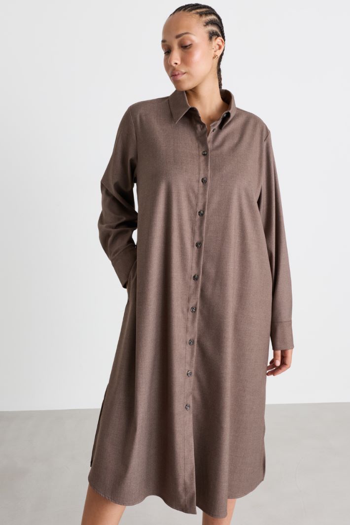 Flannel shirt dress - BROWN - Intrend - 2