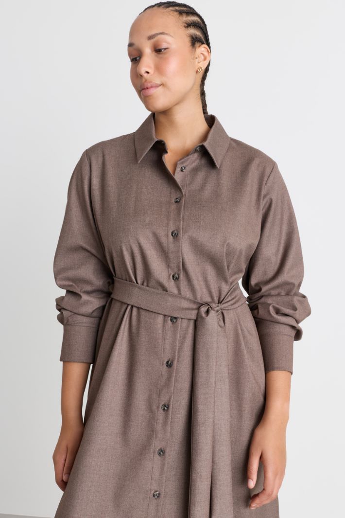Flannel shirt dress - BROWN - Intrend - 3