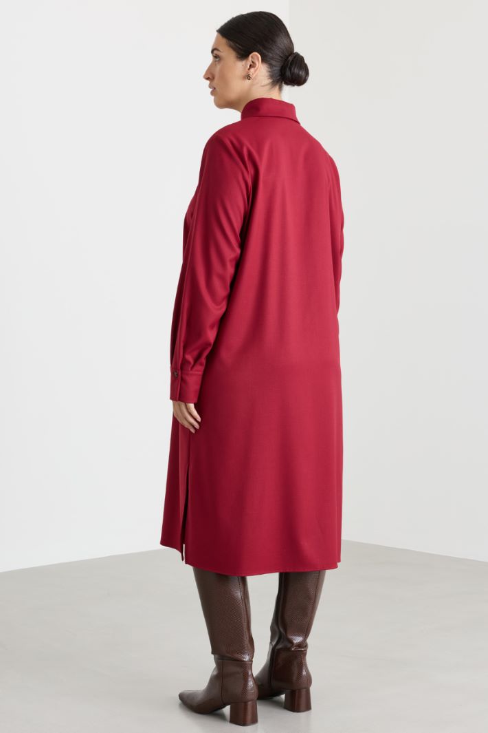 Robe chemise en flanelle - BORDEAUX - Intrend - 4