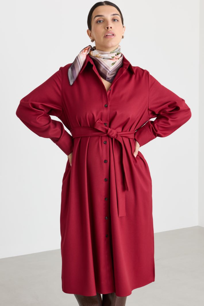 Robe chemise en flanelle - BORDEAUX - Intrend - 2