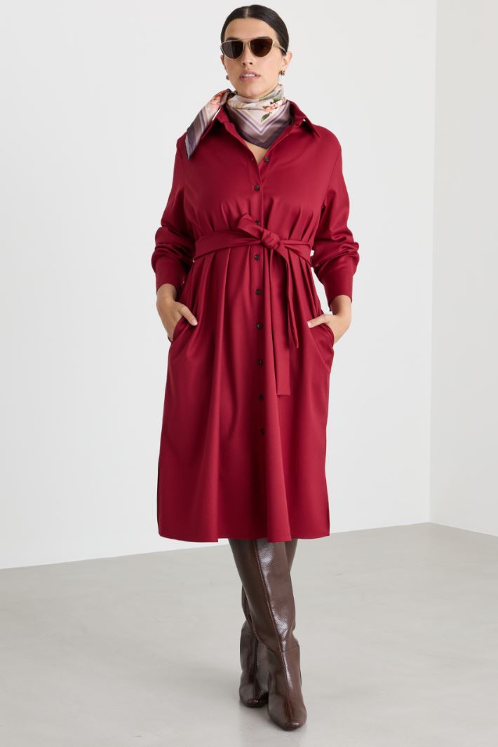 Robe chemise en flanelle - BORDEAUX - Intrend