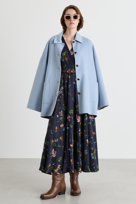 Patterned satin crossover dress - Intrend