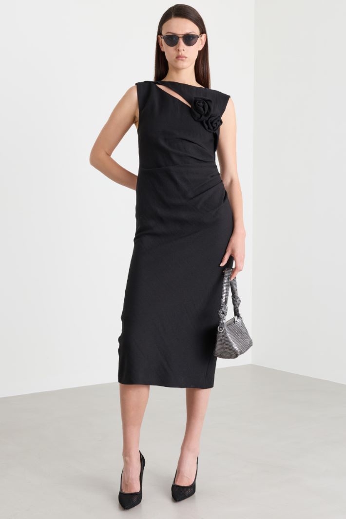 Sablé midi dress - BLACK - Intrend