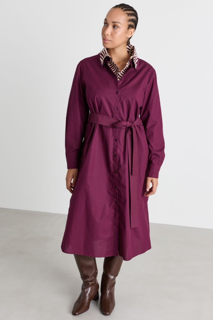 Poplin shirt dress - BORDEAUX - Intrend - 2