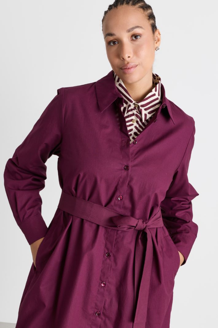 Poplin shirt dress - BORDEAUX - Intrend - 3