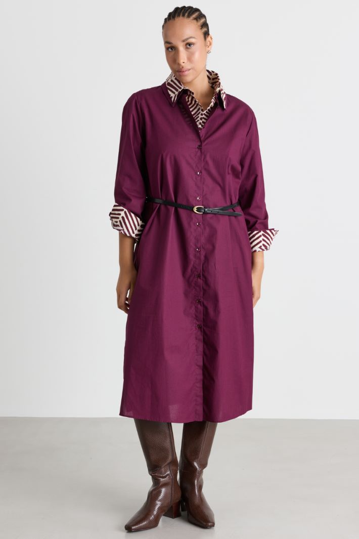 Poplin shirt dress - BORDEAUX - Intrend
