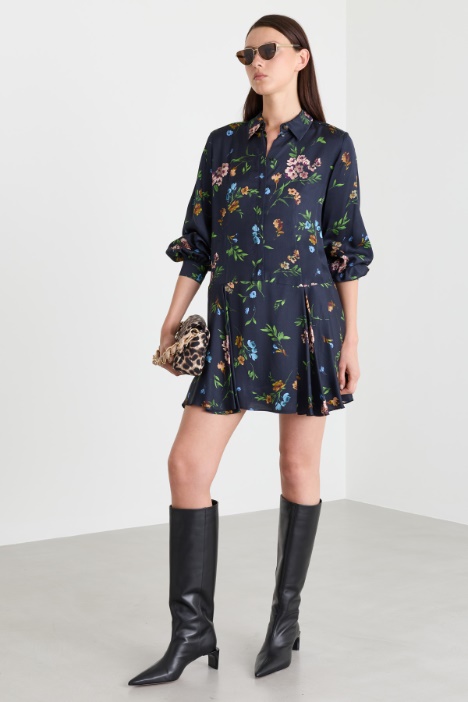Printed satin shirt dress - Intrend