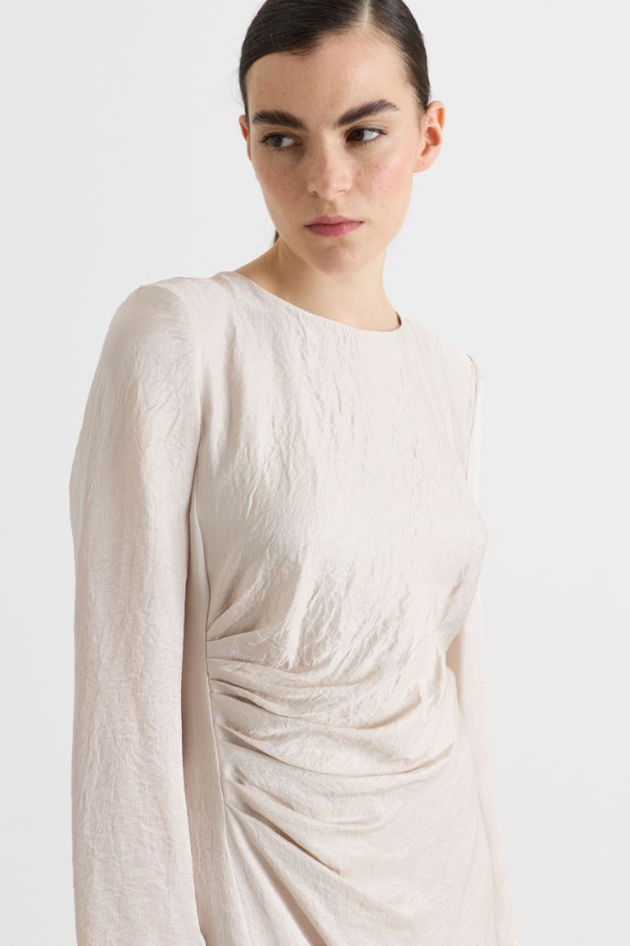 Draped crinkle-effect dress - WHITE - Intrend - 3