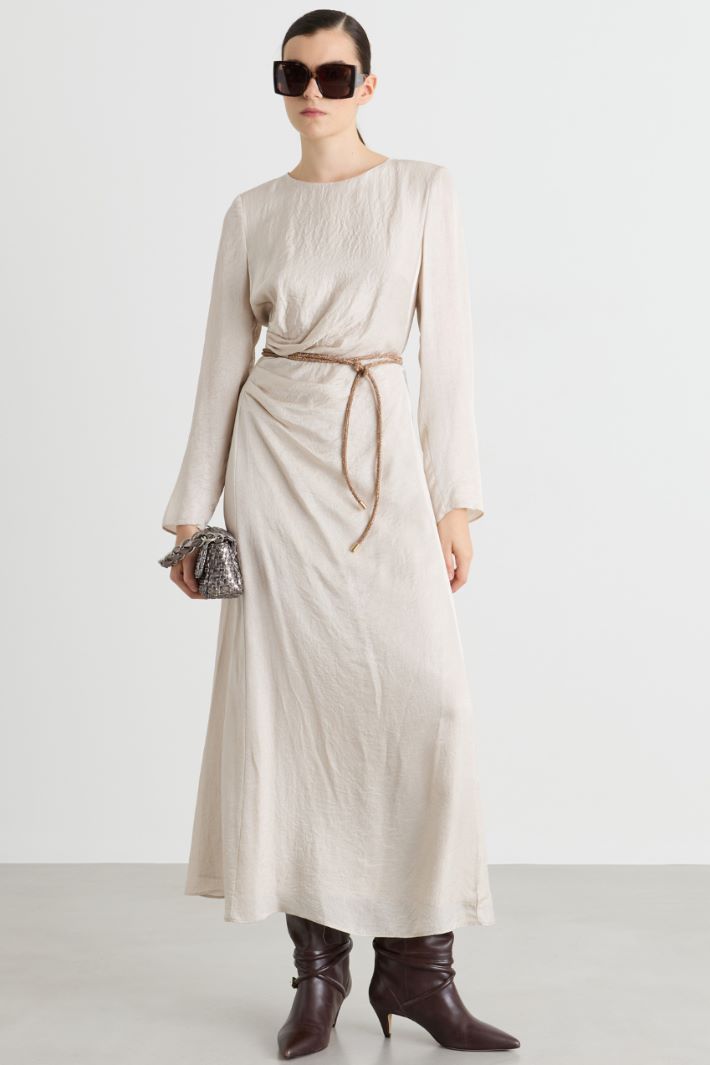 Draped crinkle-effect dress - WHITE - Intrend