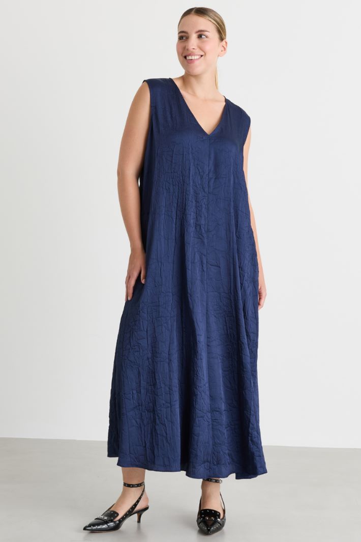 Crinkled twill dress - BLUE - Intrend - 2