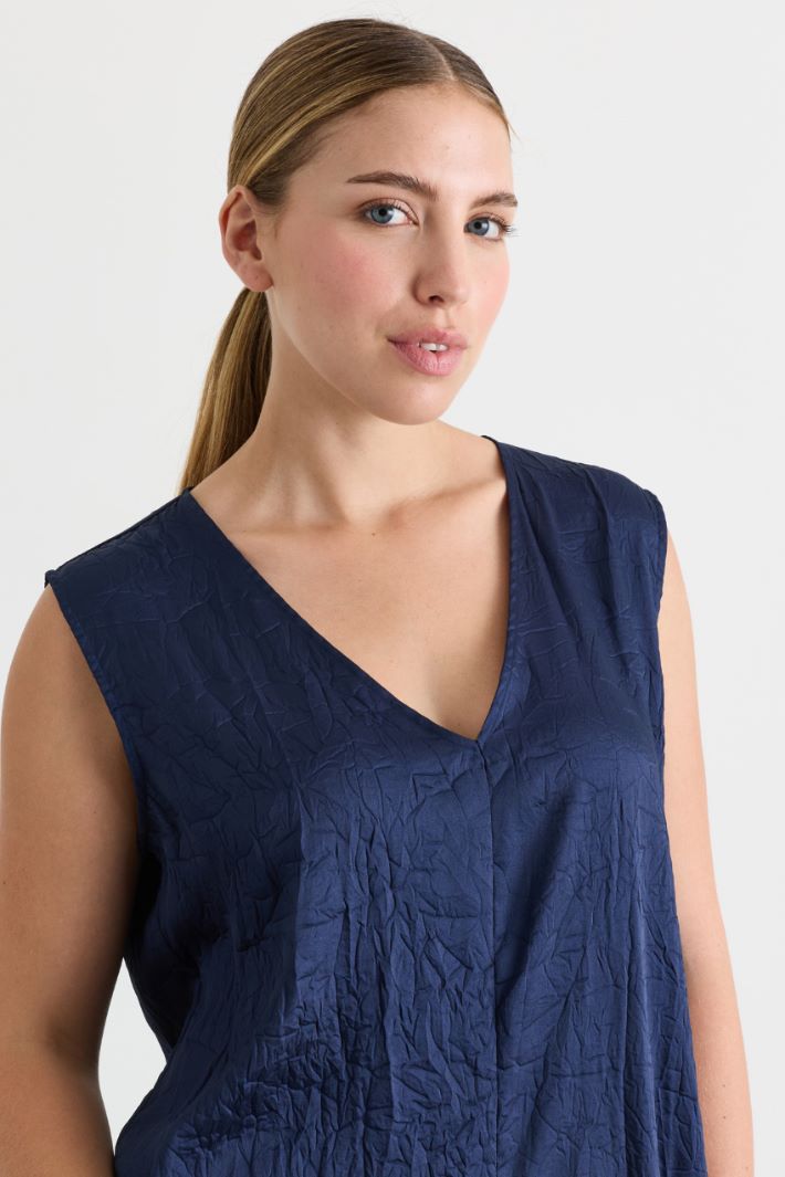 Crinkled twill dress - BLUE - Intrend - 3