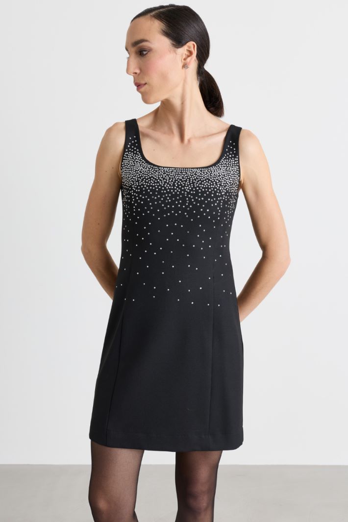 Mini dress with studs and rhinestones - BLACK - Intrend - 2