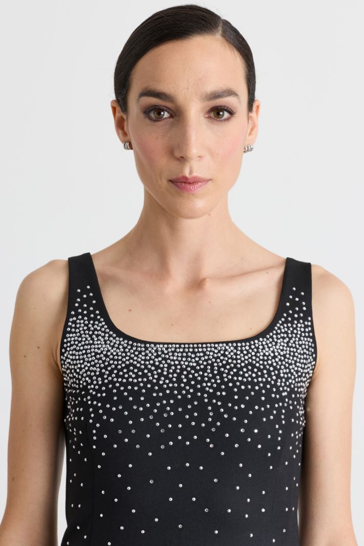 Mini dress with studs and rhinestones - BLACK - Intrend - 3