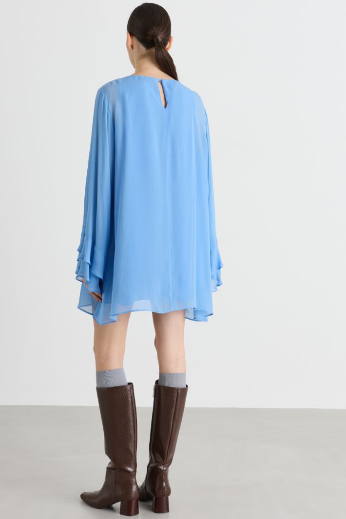 Double-flounce georgette dress - LIGHT BLUE - Intrend - 4