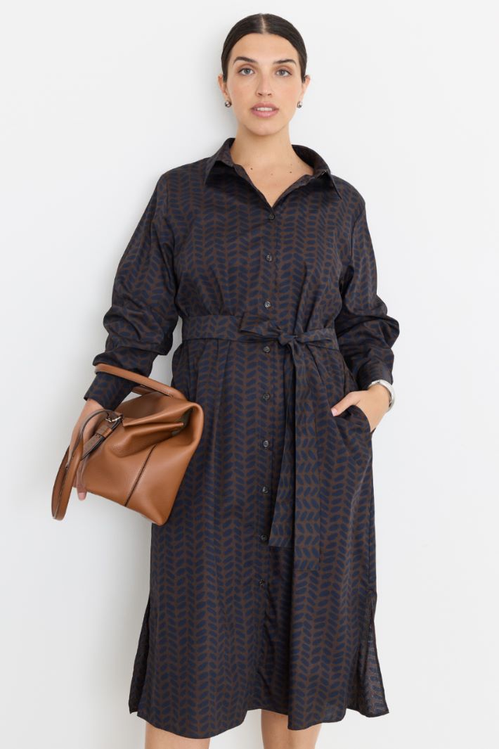 Printed shirt dress - BLUE - Intrend - 2